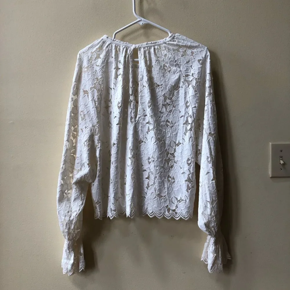 Free People Olivia Lace Tee in Ivory